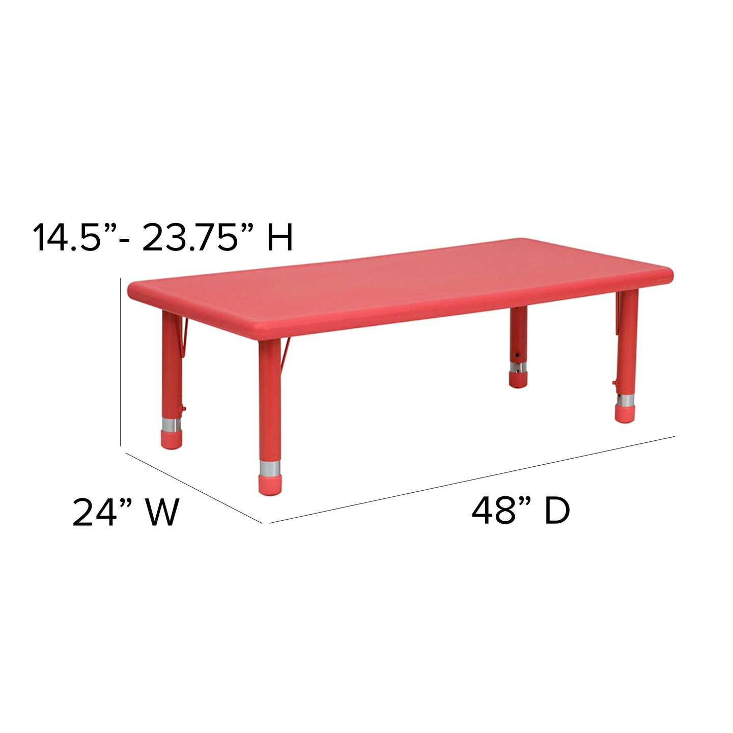 Emma and Oliver 24&#x22;W x 48&#x22;L Rectangular Plastic Height Adjustable Activity Table