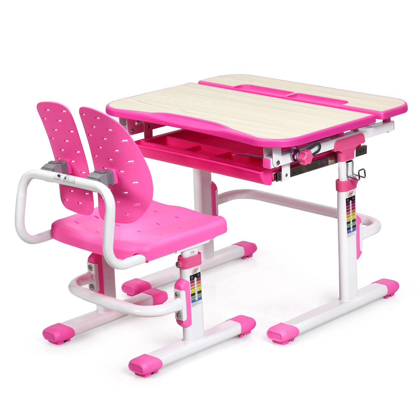 Height Adjustable Kids Study Desk and Chair Set
