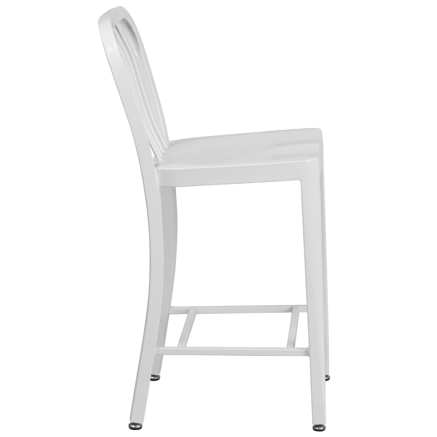 Merrick Lane Santorini Galvanized Steel Indoor/Outdoor Counter Bar Stool With Slatted Back And Powder Coated Finish