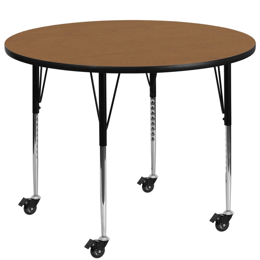 Emma and Oliver Mobile 48" Round Laminate Adjustable Activity Table