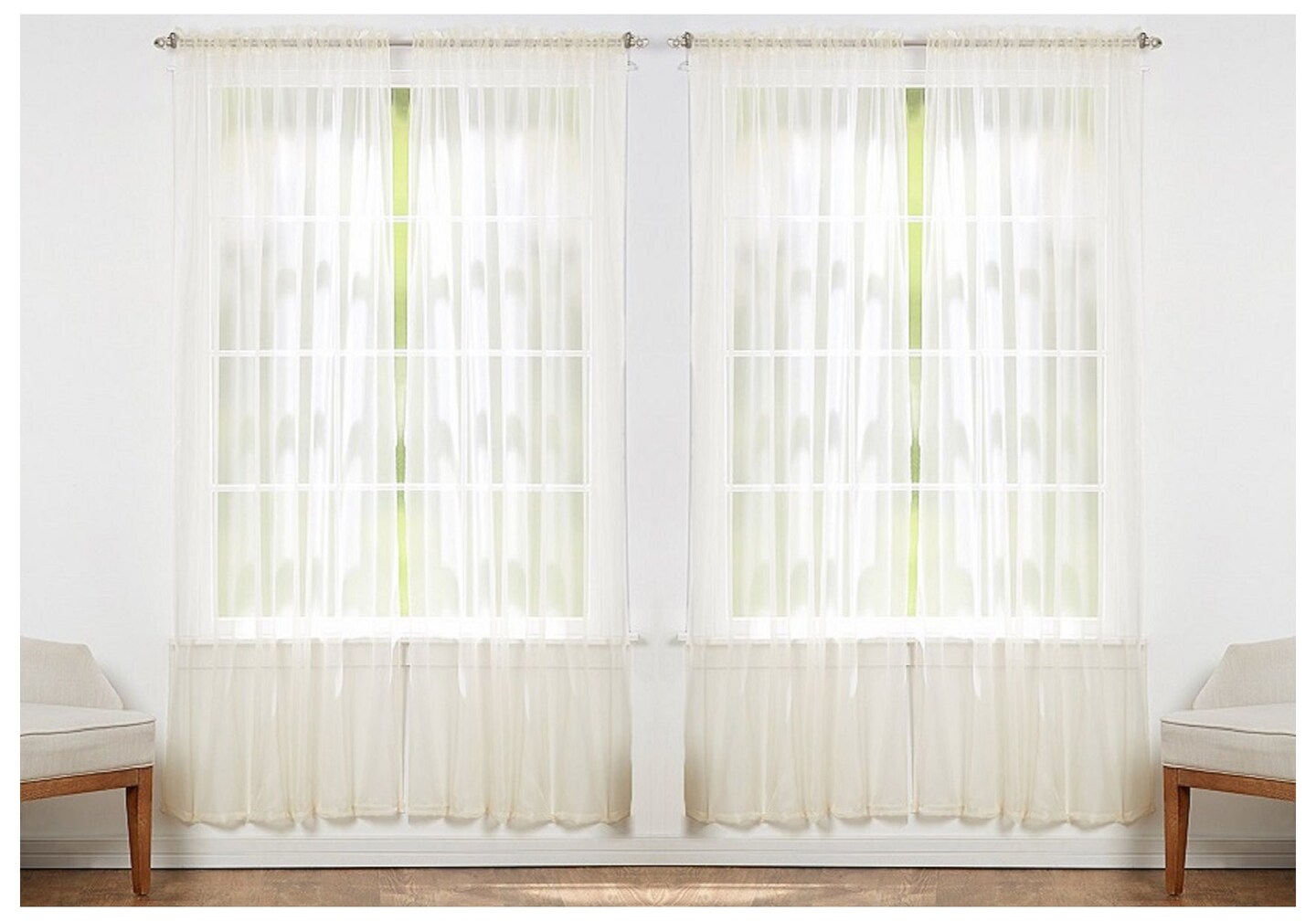 J&V TEXTILES 4-Pack Value: Solid Sheer Window Curtain Panels