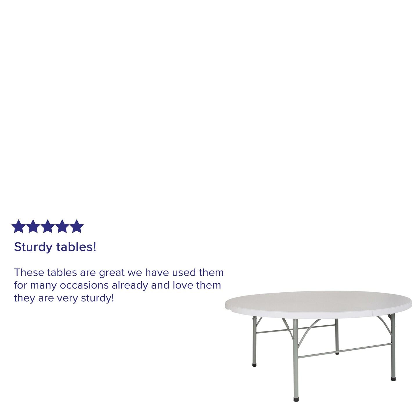 Emma and Oliver 6-Foot Round Bi-Fold Plastic Banquet and Event Folding Table with Carrying Handle