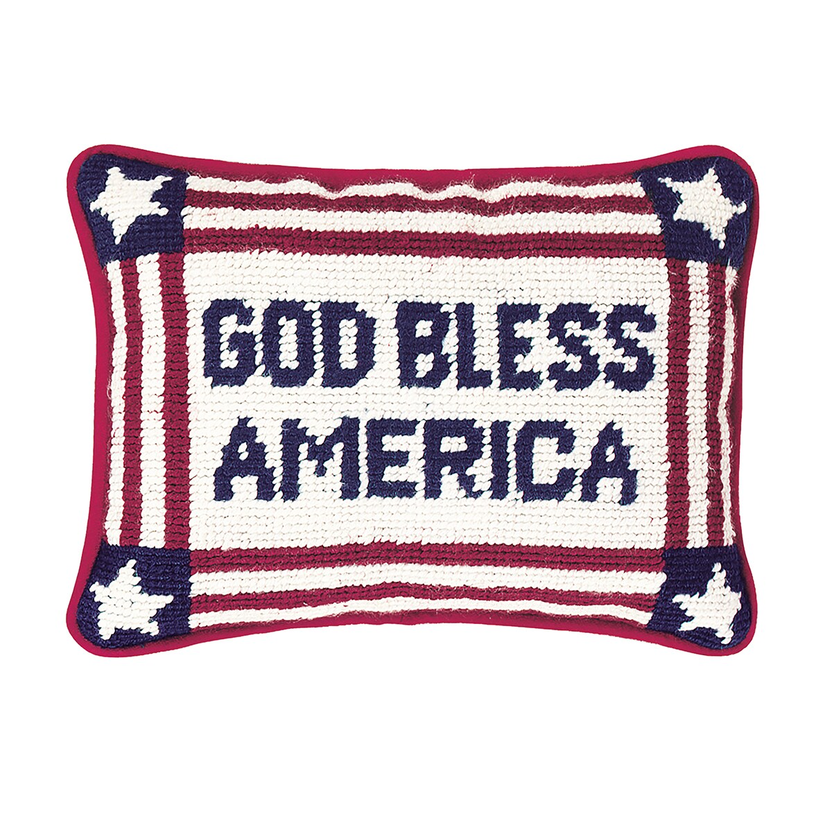 6.5&#x22; x 9&#x22; God Bless America 4th of July Needlepoint Petite Patriotic Accent Throw Pillow