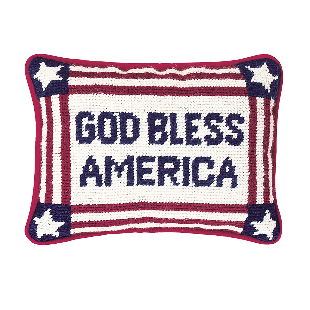 Patriotic "God Bless America" Needlepoint Mini Accent Pillow, 6.5" x 9"
