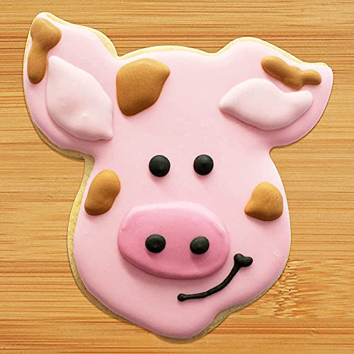 Pig Face Cookie Cutter 4.25 in, CookieCutter.com, Tin Plated Steel, Handmade in the USA