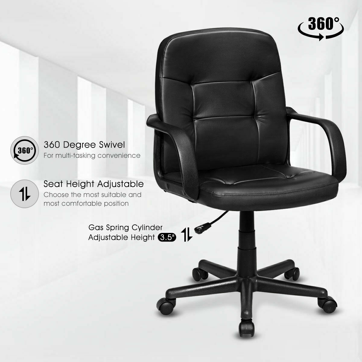 Costway Ergonomic Mid-Back Executive Office Swivel Computer Desk Chair New