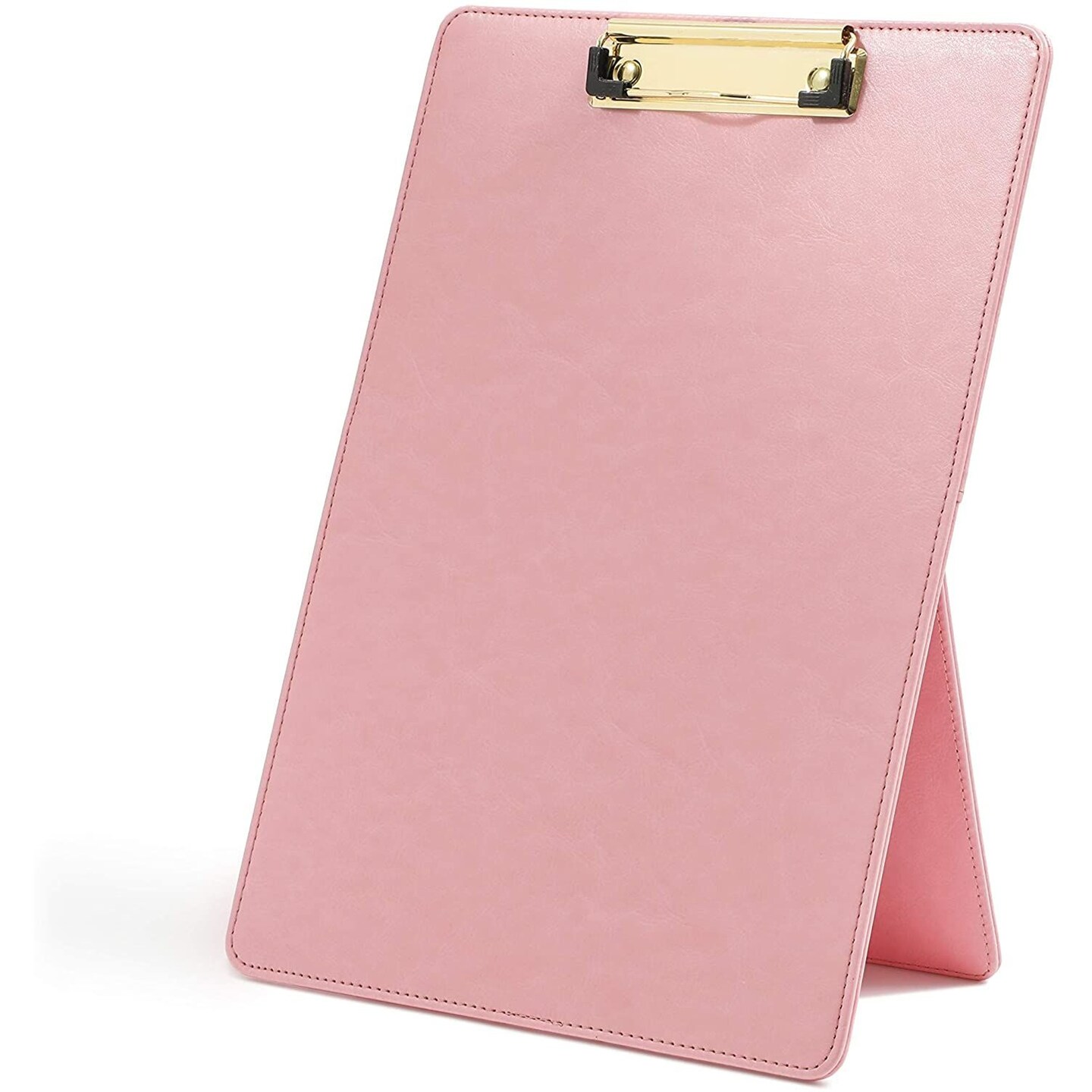 Pink Standing Clipboard, PU leather Foldable Stand and Document Holder for Office, Letters, Legal Documents (9 x 13 In)