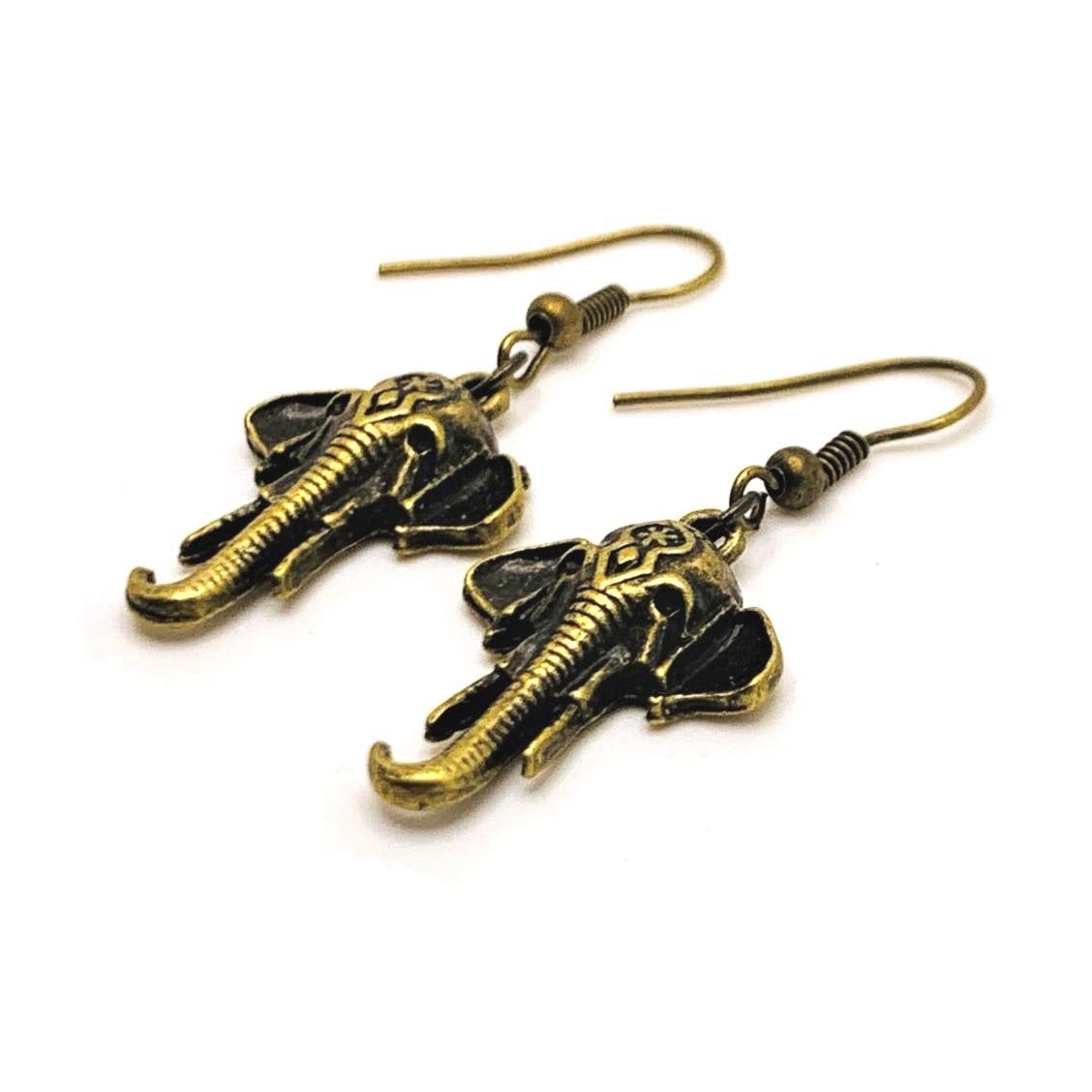 Bronze Tibetan Elephant Earrings