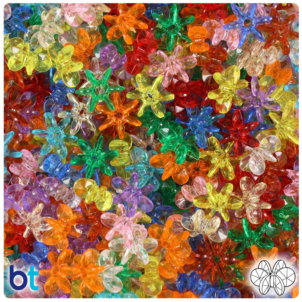 BeadTin Transparent Mix 10mm SunBurst Plastic Craft Beads (450pcs)