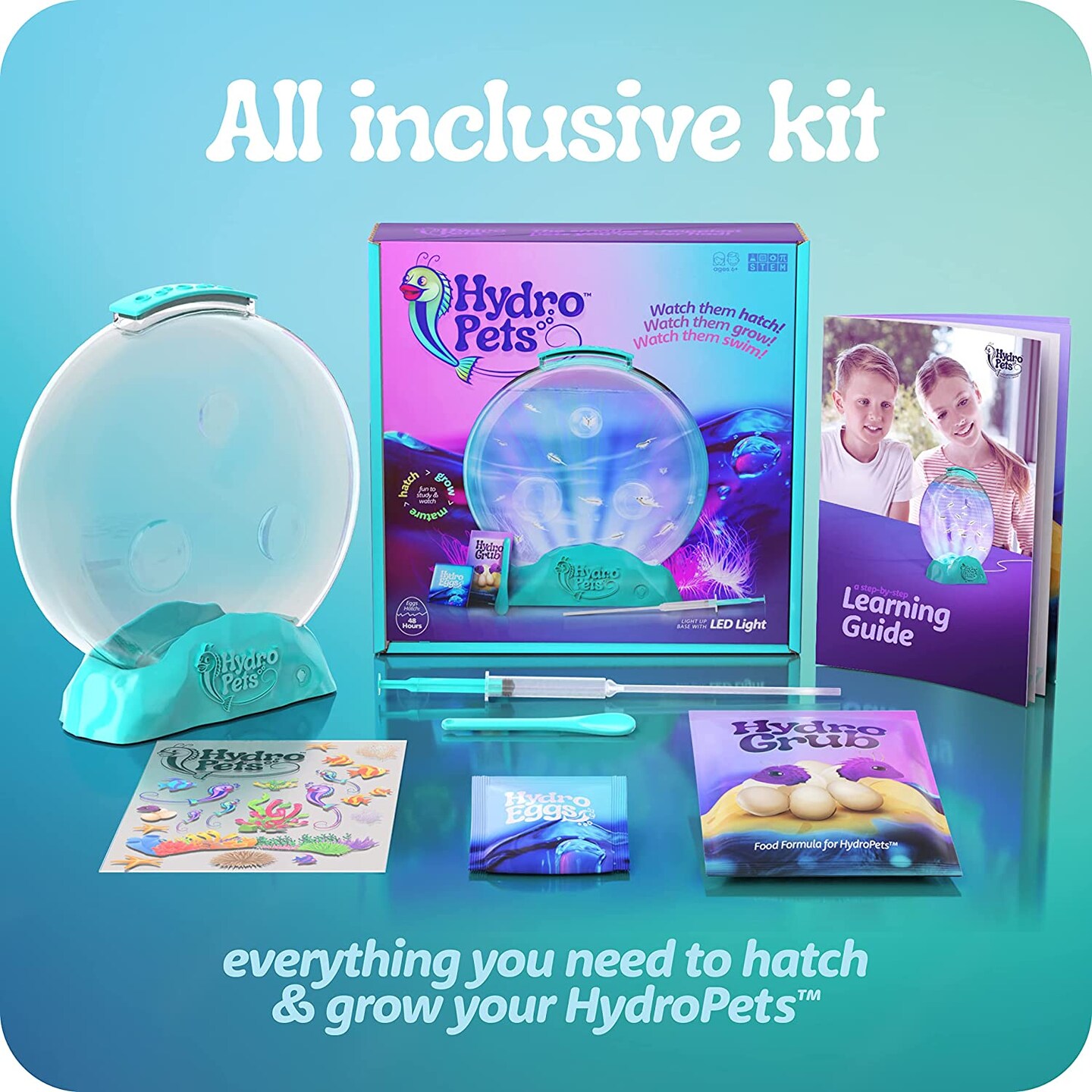 HydroPets Live Sea Pets Habitat Kit, Light Up Tank - Science Experiments Kits - Educational STEM Kids Hatch & Grow Aquatic Pets Gift Toys for Boys & Girls
