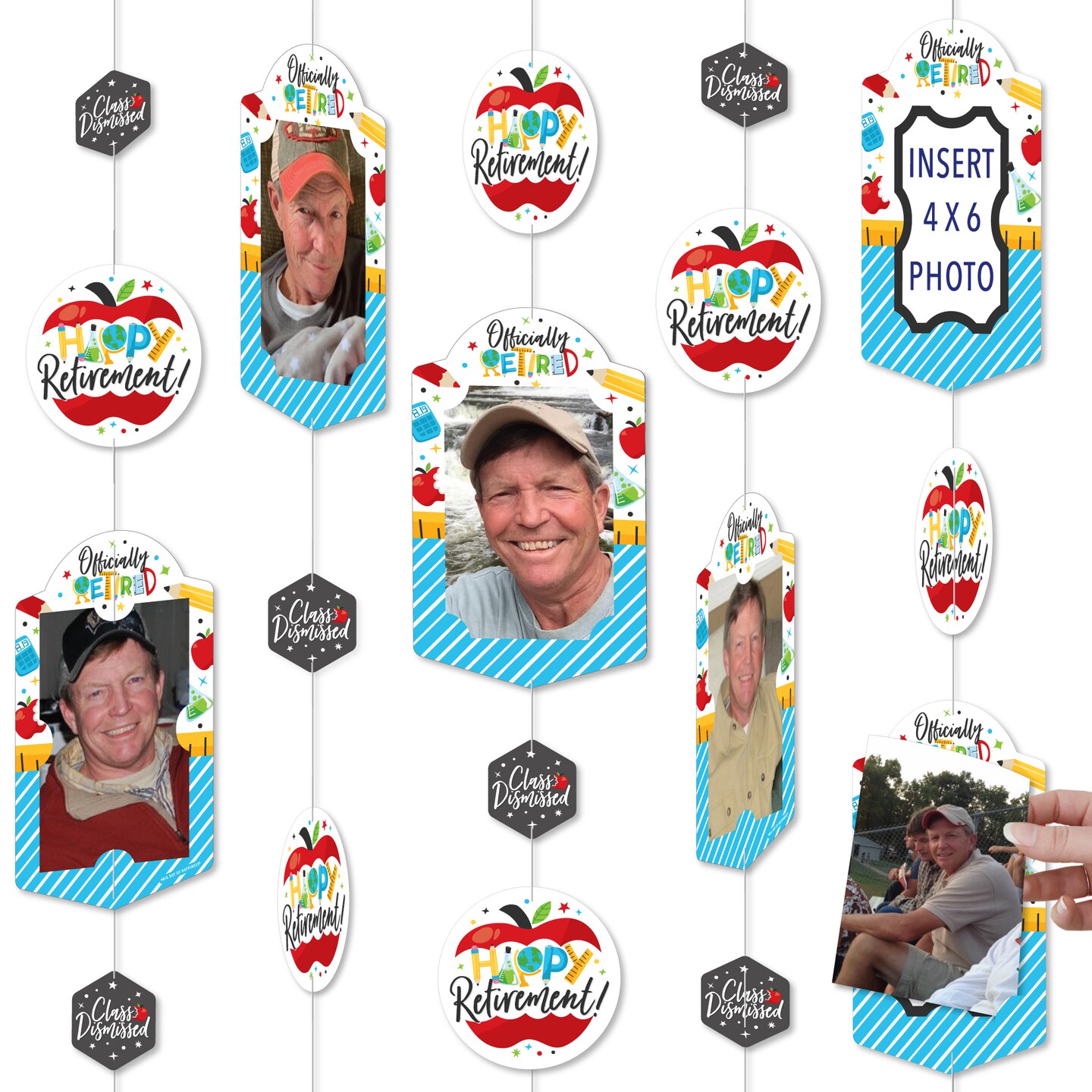 Big Dot of Happiness Teacher Retirement - Happy Retirement Party Vertical Photo Garland 35 Pieces