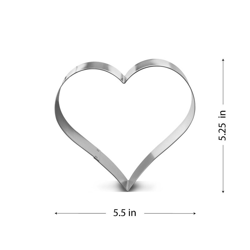 Heart Cookie Cutter 5.5 in, CookieCutter.com, Tin Plated Steel, Handmade in the USA
