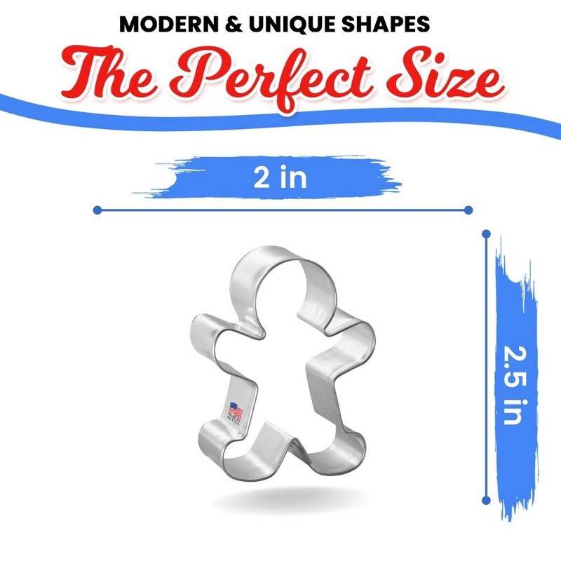 CookieCutter.com 2.5 in Christmas Gingerbread Man Handmade in USA Fairytale Tin Plated Steel