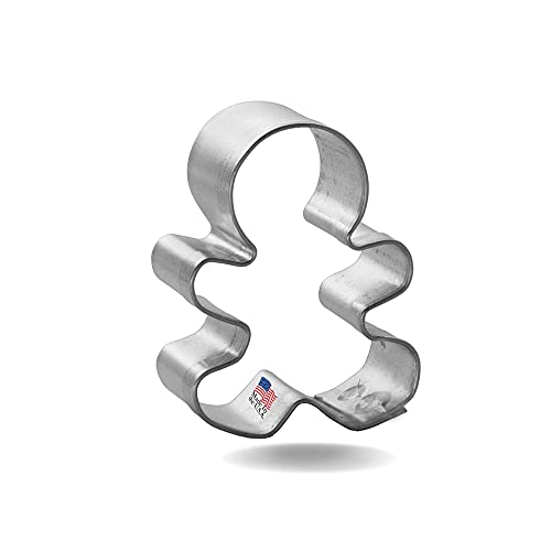 Mini Gingerbread Boy Cookie Cutter 1.5 in, CookieCutter.com, Tin Plated Steel, Handmade in the USA