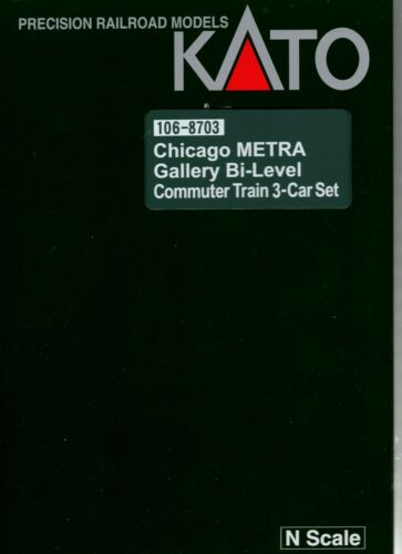 Kato N-Scale Chicago METRA Gallery Bi-Level Commuter Train 3-Car Set Rolling Stock