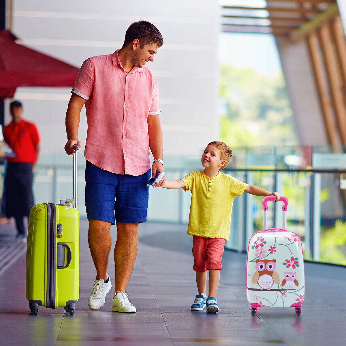 Costway 2Pcs 12&#x27;&#x27; 16&#x27;&#x27; Kids Luggage Set Suitcase Backpack School Travel Trolley ABS