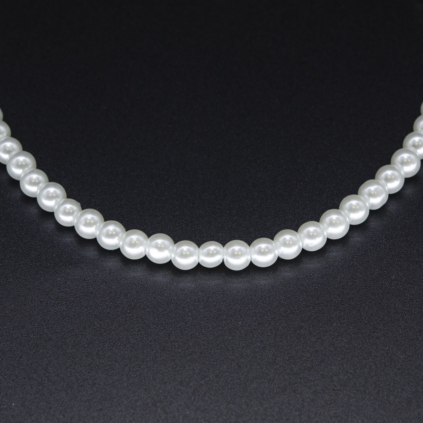 4 Strands of 6mm White Glass Pearl Beads on 30-Inch Strands