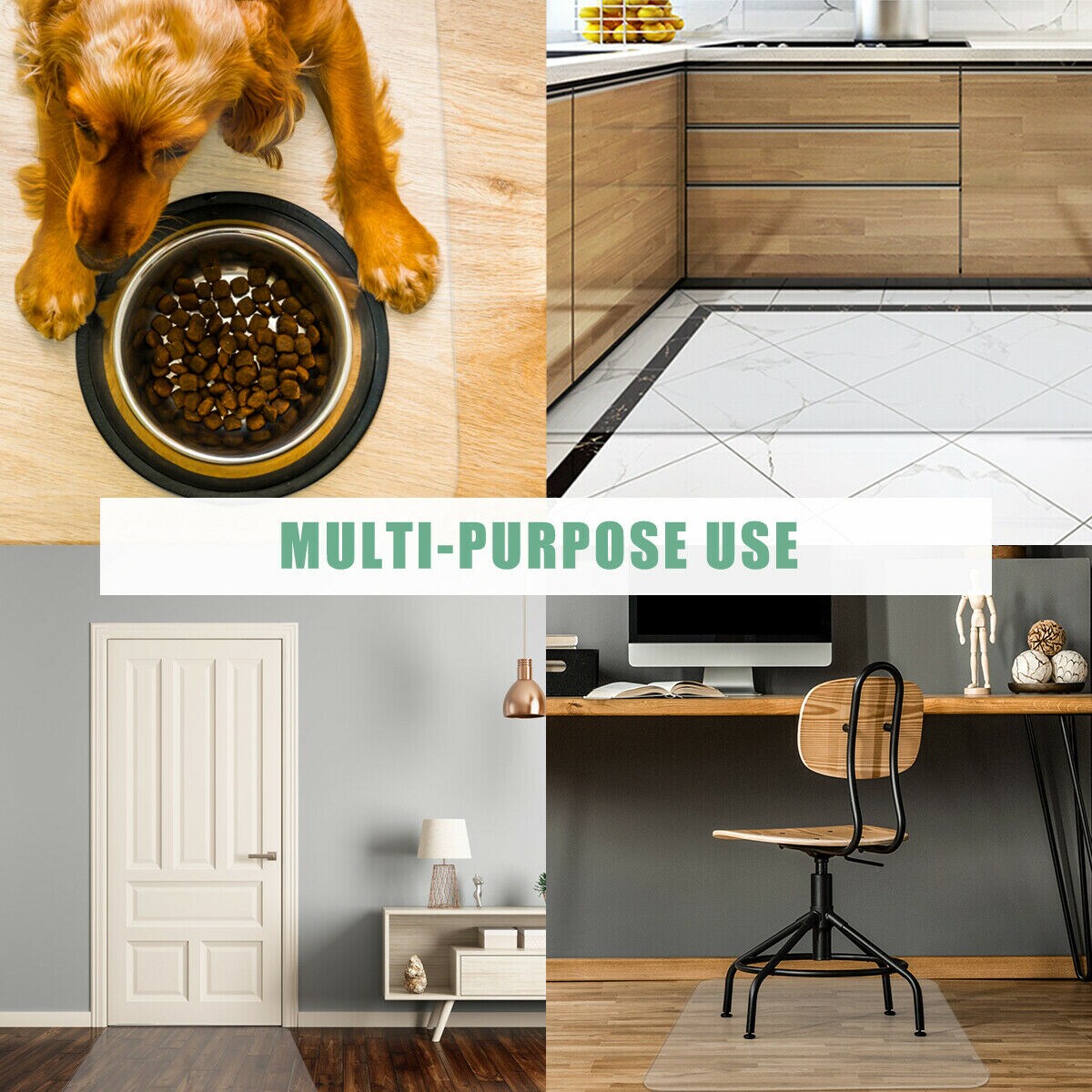 Costway 47'' x 59'' PVC Chair Floor Mat Home Office Protector For Hard