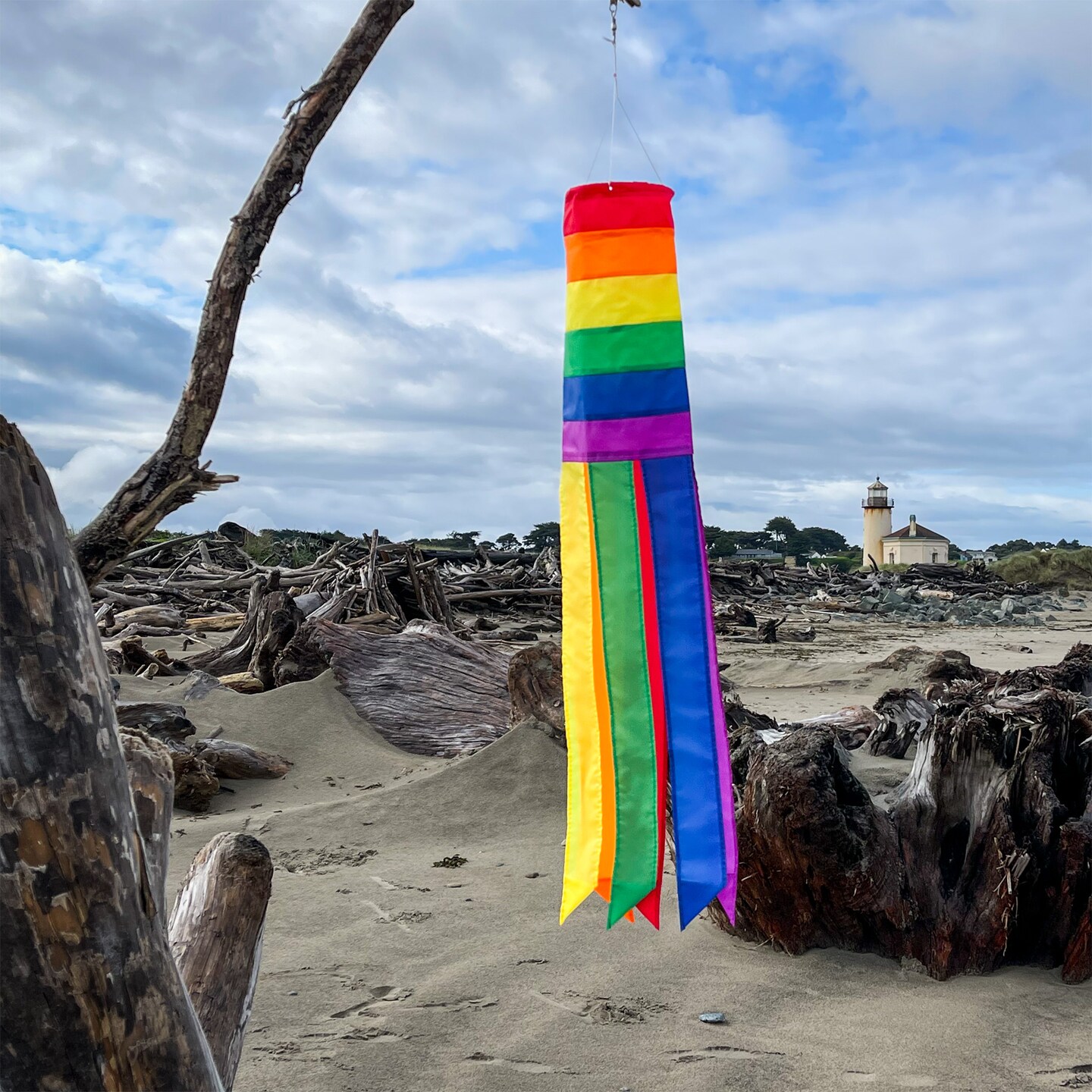 In the Breeze Rainbow Column 24 Inch Windsock - Colorful Hanging Decoration - Red, Orange, Yellow, Green, Blue and Purple Taffeta Material