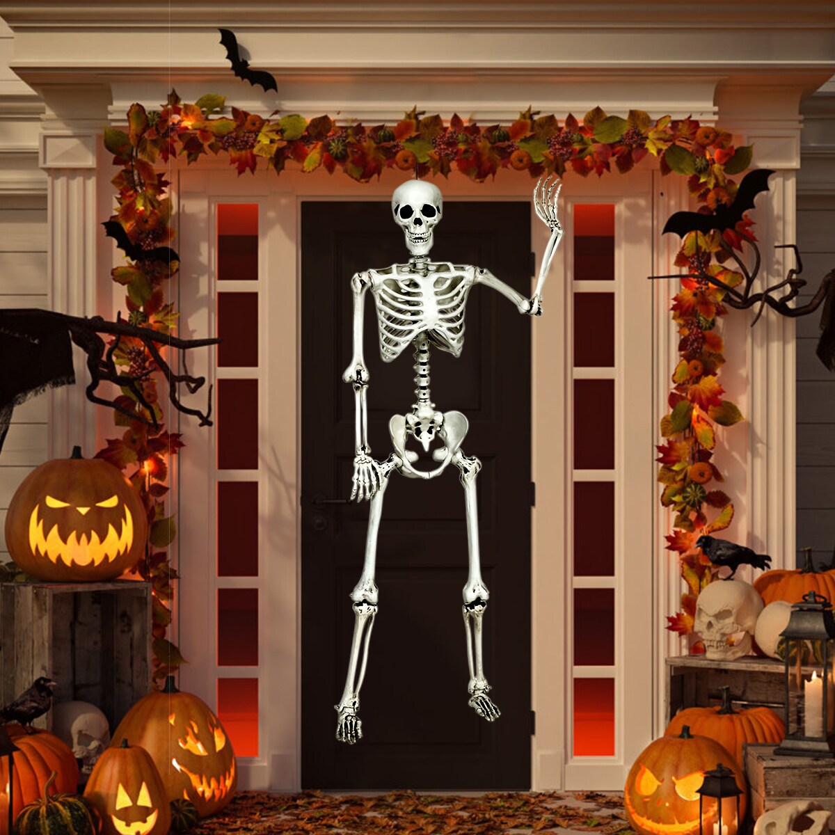 Costway 5.4ft Halloween Skeleton Life Size Realistic Full Body Hanging w/ Movable Joints