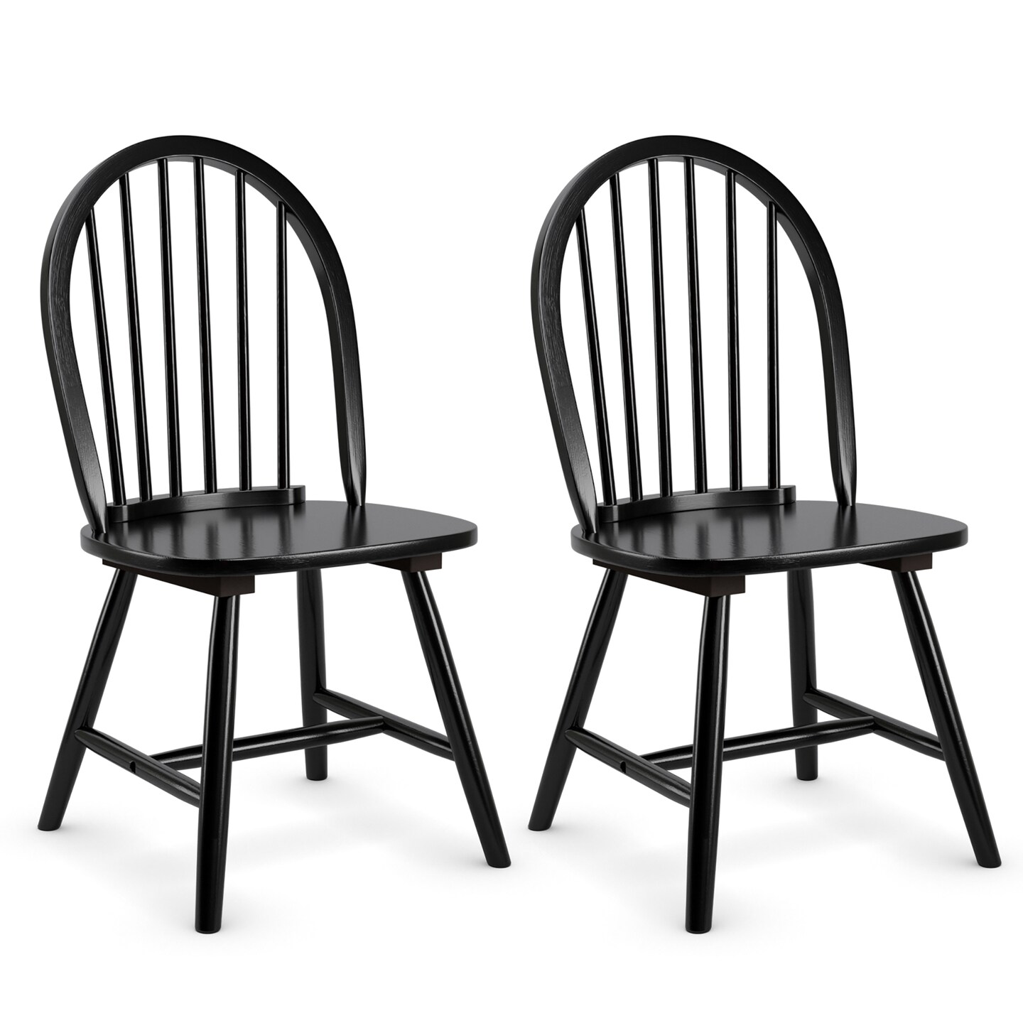 Costway Set of 2 Vintage Windsor Dining Side Chair Wood Spindleback Kitchen Room Black\White