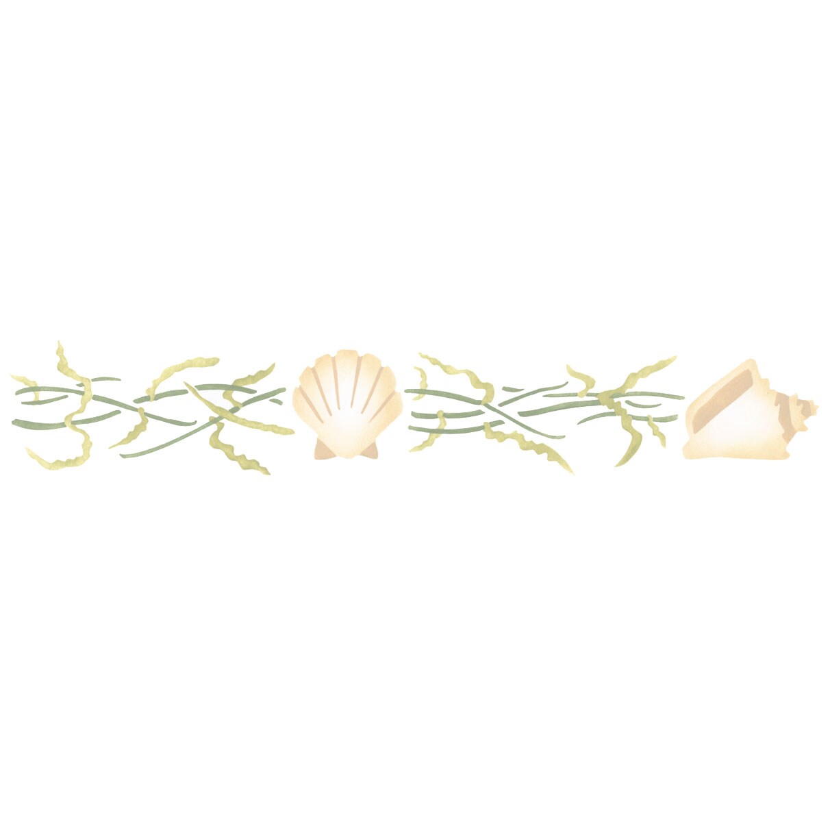 Shells and Sea Grass Wall Stencil | 3246 by Designer Stencils | Outdoor Stencils | Reusable Art Craft Stencils for Painting on Walls, Canvas, Wood | Reusable Plastic Paint Stencil for Home Makeover | Easy to Use & Clean Art Stencil