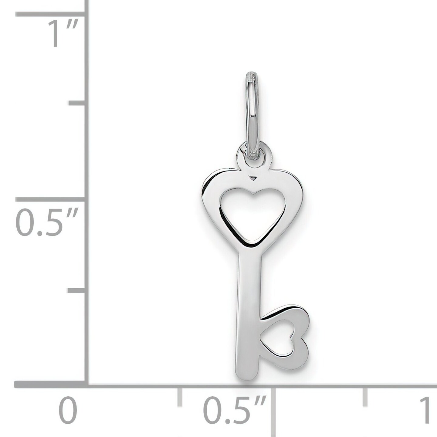 14K White Gold Heart Shaped Key & Lock Charm Jewelry 20mm x 7mm