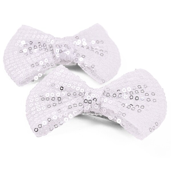 Netted Sequin Bow Hair Clip Accessory Pack of 2