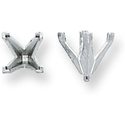 14K White Gold 4 Prong Princess Peg V-End Setting 6.5mm