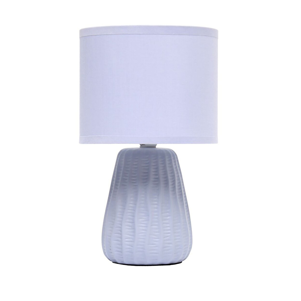 Simple Designs 11.02" Traditional Mini Modern Ceramic Texture Pastel Accent Bedside Table Desk Lamp With Matching Fabric Shade For Home
