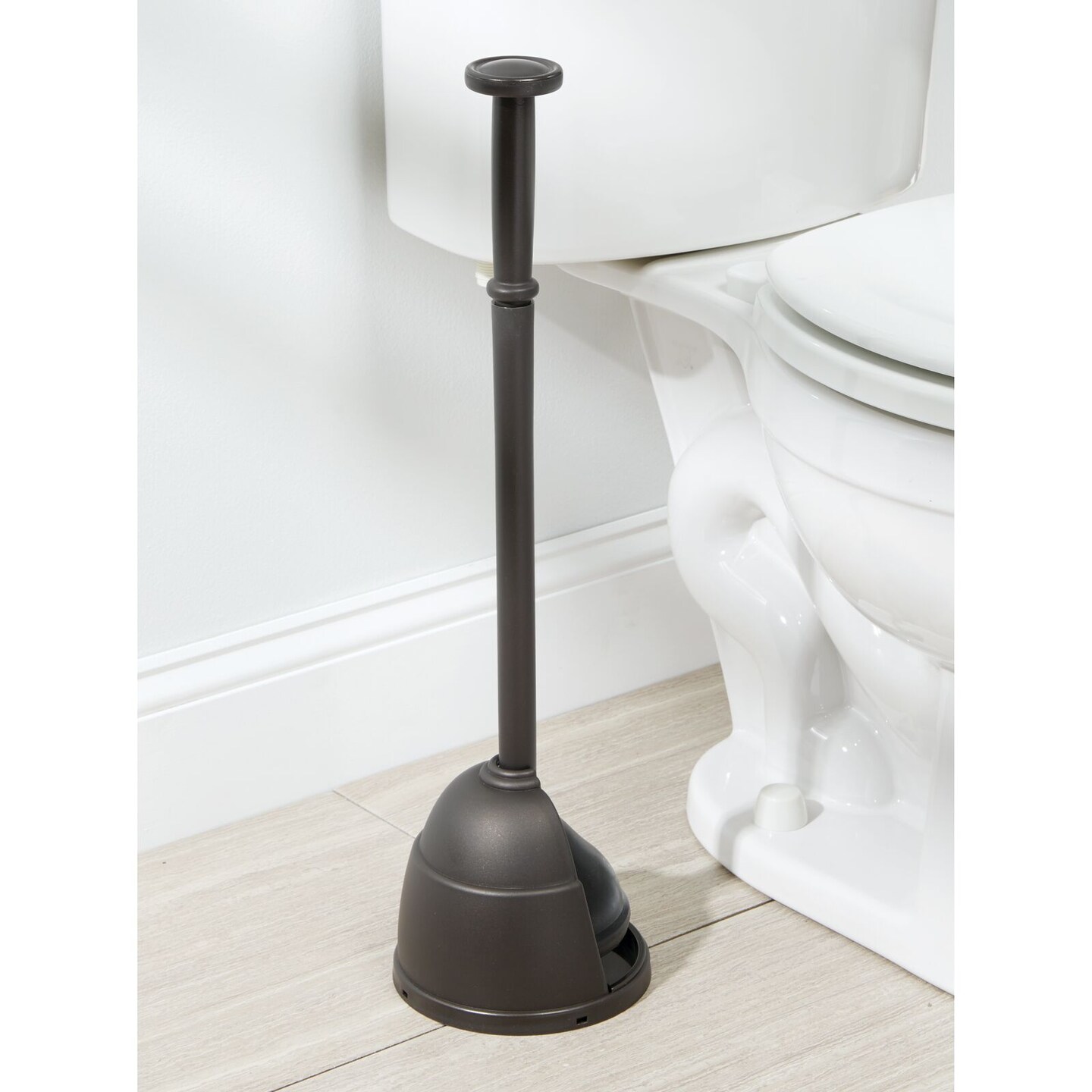 mDesign Toilet Bowl Plunger Set with Drip Tray, Compact Storage