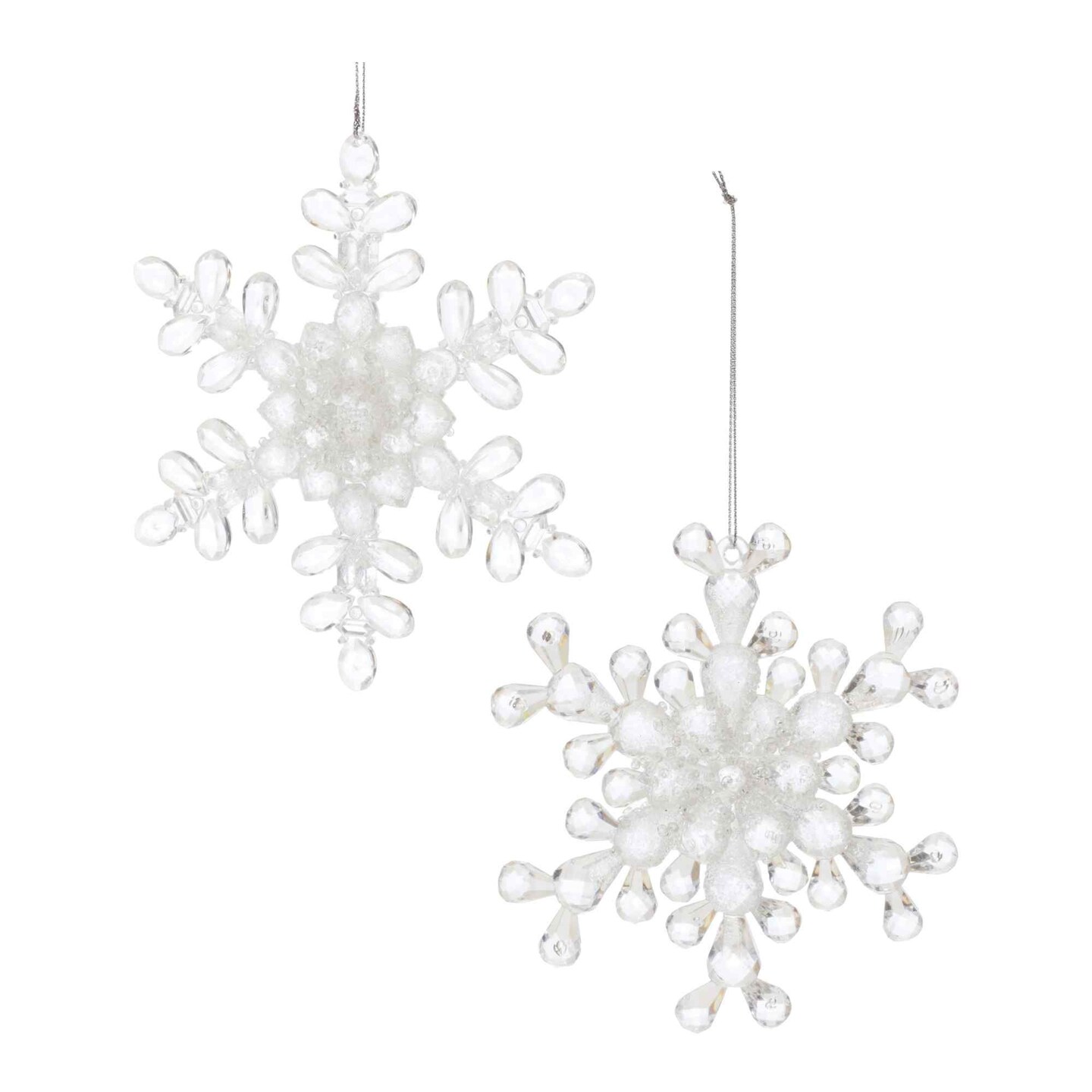 Melrose Glittered Snowflake Christmas Ornaments - 5.25&#x22; - 24ct