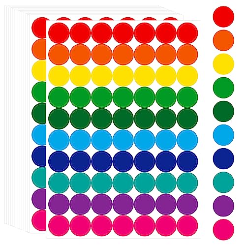1050 PCS Colored Dot Sticker, 10 Bright Color Round Polka Circle Labels for Warehouse, Retail, Home Organization, Classroom, Office, Food Service and Medical (Each Measure 3/4&#x22;)