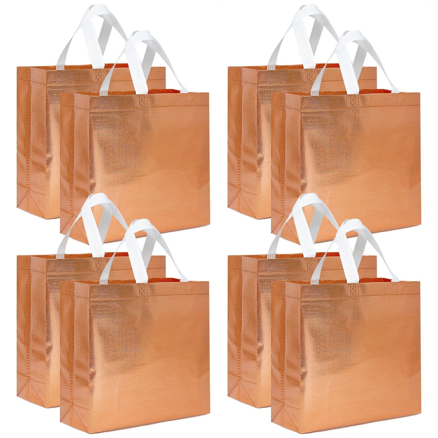 Wrapables Glossy Non-Woven Reusable Gift Bags with Handles for Weddings,  Bridal Showers, Parties (Set of 8)