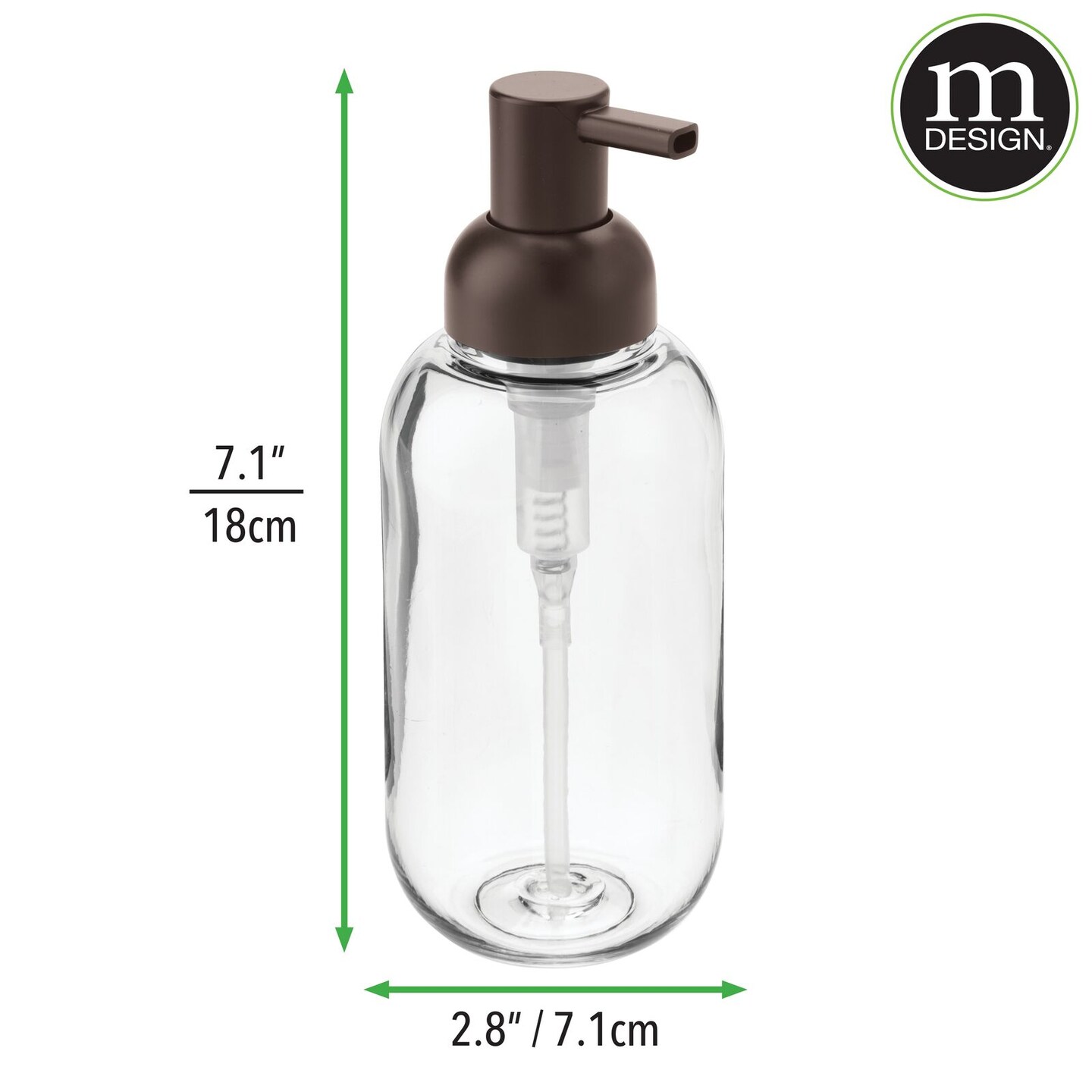 mDesign Plastic Refillable Liquid Soap Dispenser Pump, 2 Pack