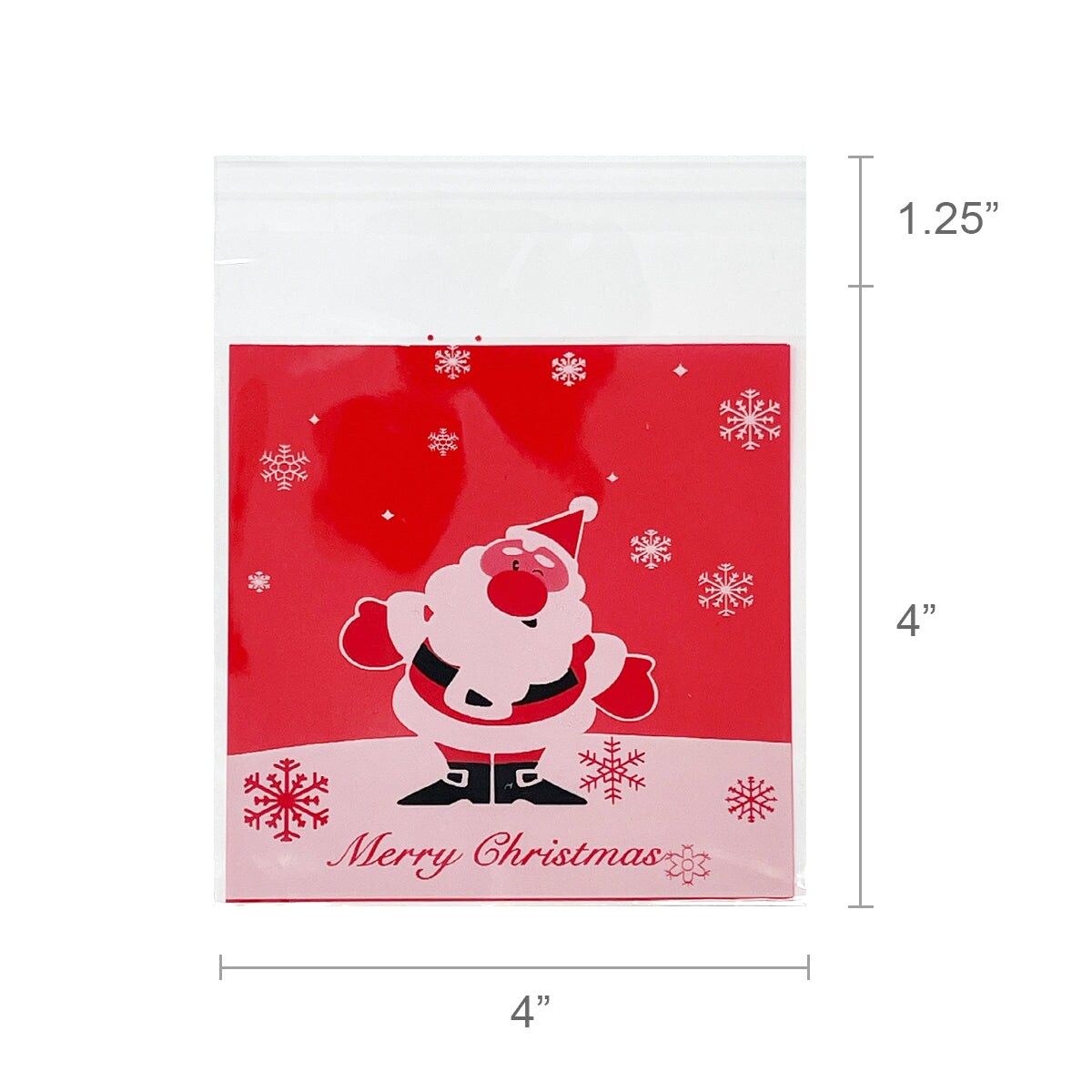 Wrapables Transparent Self-Adhesive 4&#x22; x 4&#x22; Candy and Cookie Bags, Favor Treat Bags for Christmas Parties and Holidays (200pcs)
