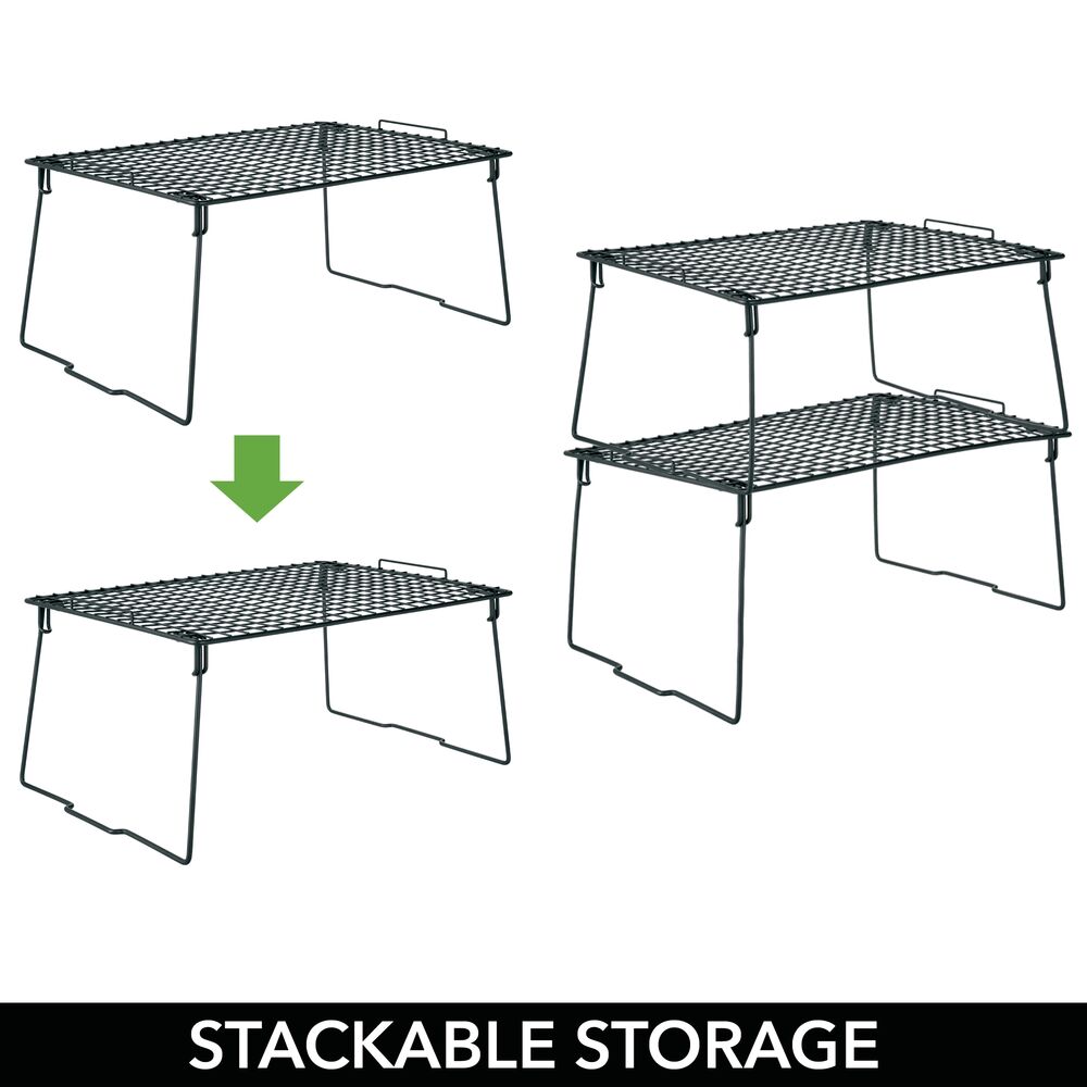 mDesign Metal Stackable Closet Storage Organizer Shelf, 4 Pack
