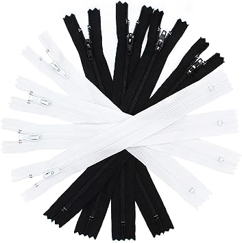 100 Pieces Ykk #3 Nylon Coil Zippers, Colorful Sewing Zippers Supplies for Tailor Sewing Crafts, 20 Assorted Colors or Black and White (9 Inches, Black & White)