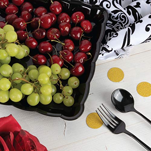 Plasticpro Plastic Serving Trays - Serving Platters Rectangle 9X13 Disposable Party Dish (4, Black)