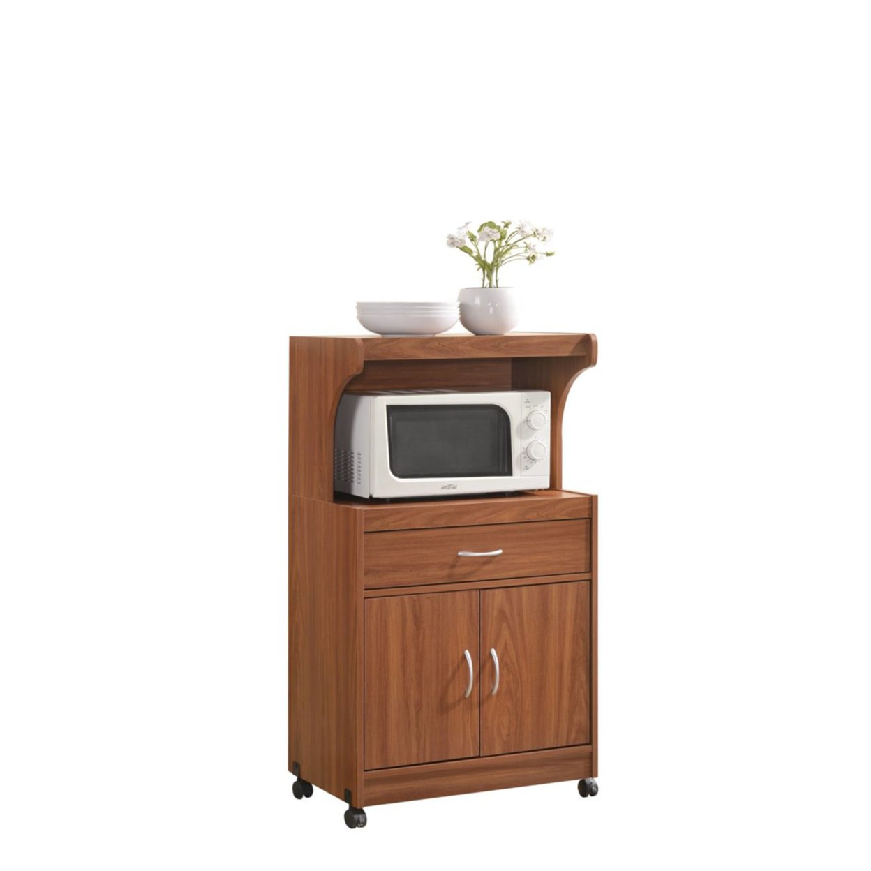 Hodedah Modern Indoor Furniture Microwave Kitchen Cart