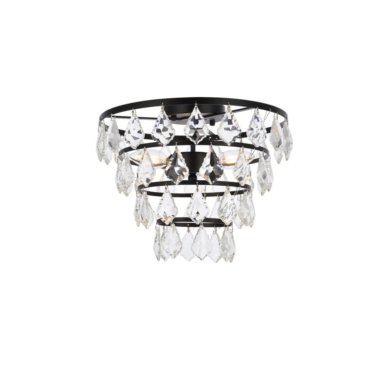 Elegant Lighting Contemporary Home Decorative Iron Ella 14 Inch Flush Mount - Black