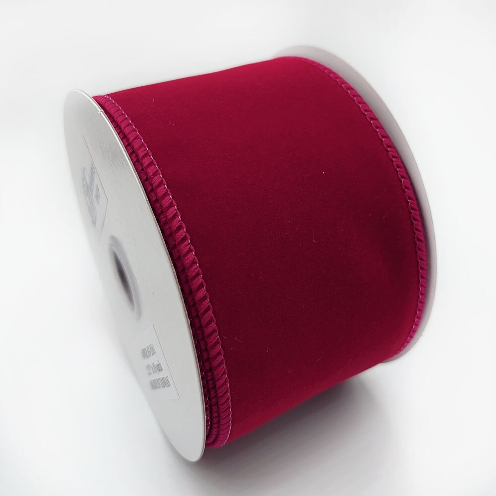 Burgundy Ribbon Wired and Waterproof Velvet 2.5 Christmas Ribbon