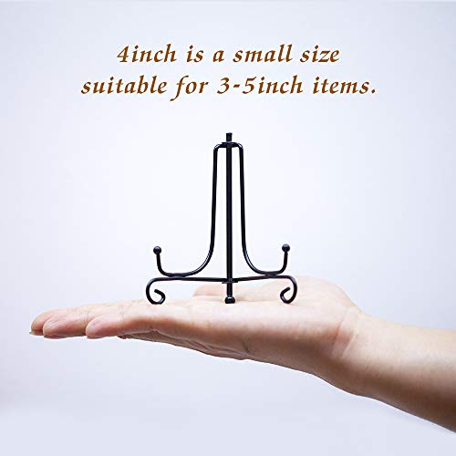 (4 Pack) Iron Display Stand, Black Iron Easel Plate Display Photo Holder Stand, Displays Picture Frames, Decorative Plates, Tablets and Art 4 Inch