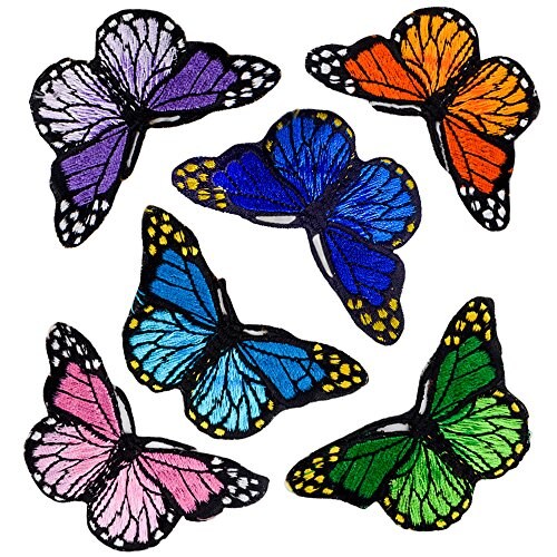 16 Pieces Flowers Butterfly Sunflowers Iron on/Sew on Patches Rose Embroidery Applique Patches for Arts Crafts DIY Decor, Jeans, Jackets, Clothing, Bags