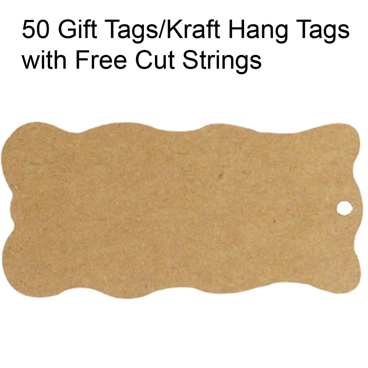 Wrapables 50 Gift Tags/Kraft Hang Tags with Free Cut Strings for Gifts, Crafts & Price Tags - Original Tag