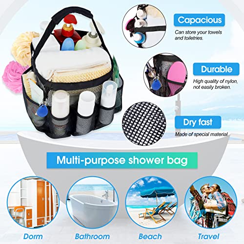 Attmu Mesh Shower Caddy Portable for College Dorm Room Essentials with 8 Pockets, Hanging Shower Caddy Dorm Basket, Quick Dry Shower Bag for Bathroom