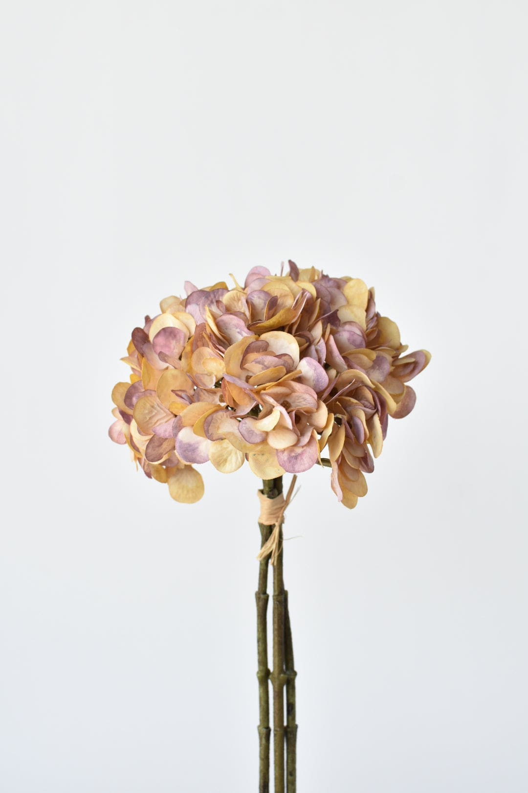 14" Faux Dried Hydrangea Bundle: Light Brown With Soft Purple