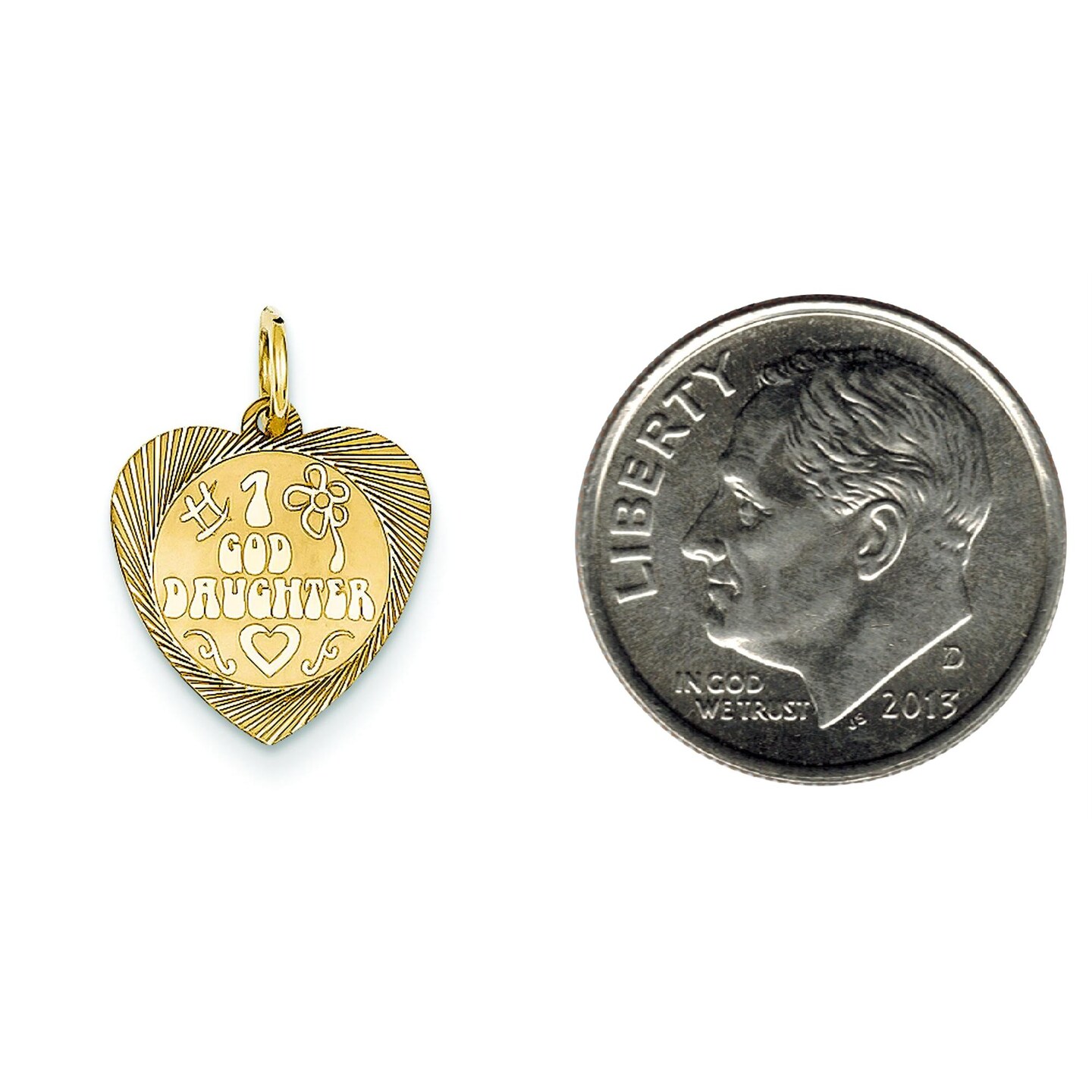 14K Yellow Gold #1 Goddaughter Heart Charm Jewelry