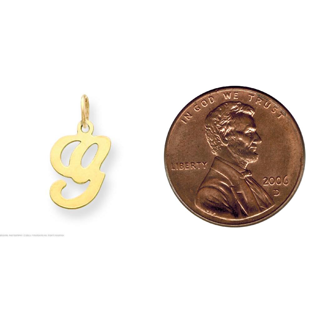 14K Gold Polished Fancy Initial Letter G Charm Pendant Jewerly 20mm x 11mm