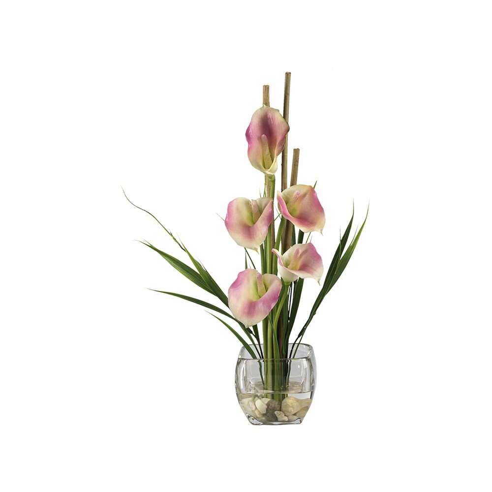 Nearly Natural   Calla Lilly Liquid Illusion 18&#x22; Silk Flower Arrangement